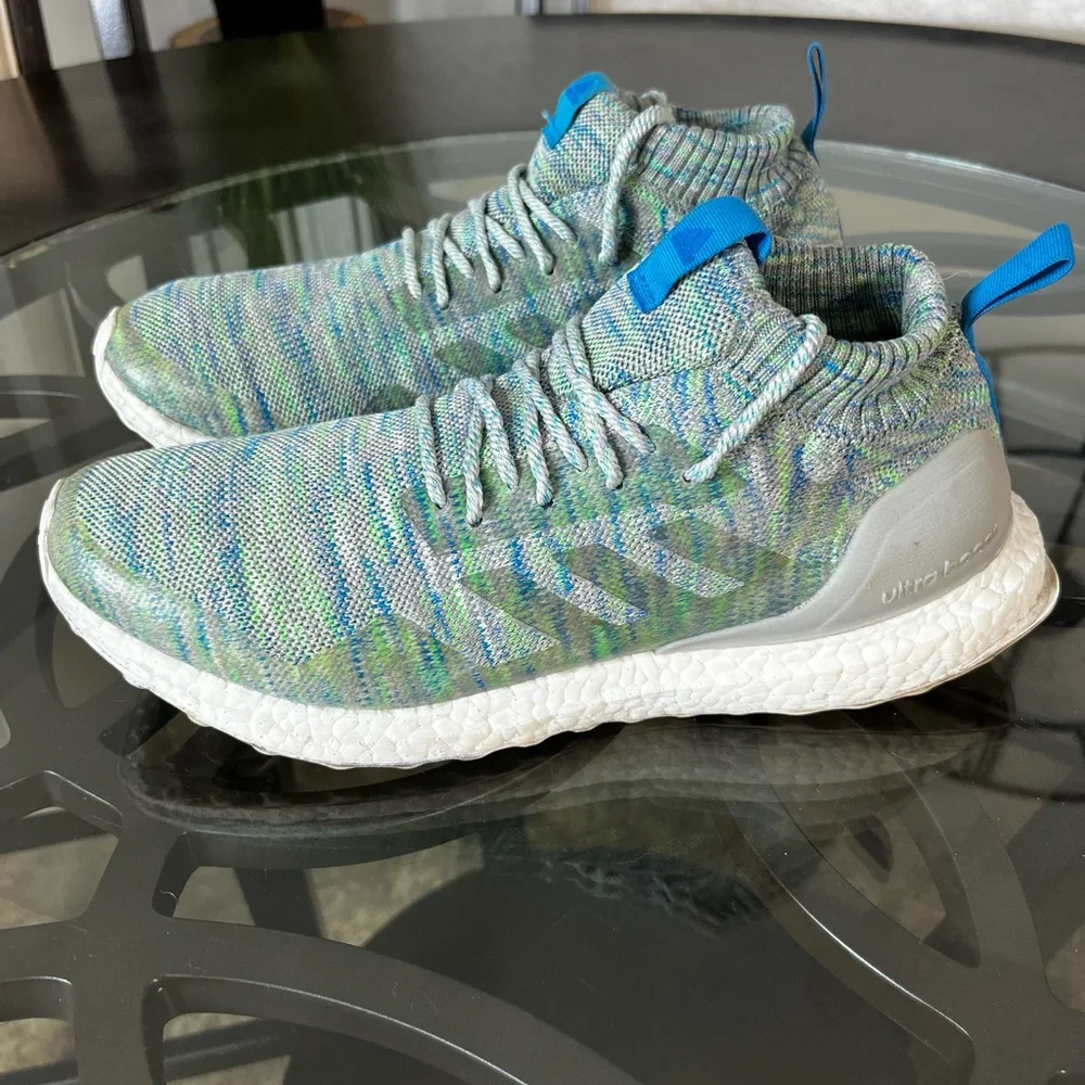 Adidas Ultra Boost Mid Grey Two Green Blue 2018 G26844 Men's Size 10.5